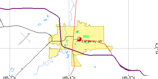 Map of Laramie, WY