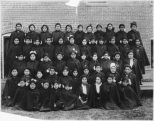 Young girls in uniform, Albuquerque Indian School